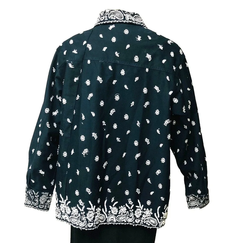 Y2K Quacker Factory Hand Bead Bandana Jacket Embellish Artsy Western Womens 2X‎